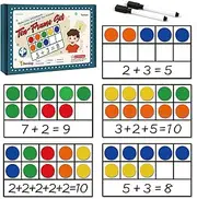 Torlam Magnetic Ten-Frame Set - Math Manipulative for Elementary - 5 Ten Frames & 55 Magnetic Math Counters for Kids, Math Games for Kindergarten (Upgraded Version for Hand-held & 2 Black Pens)