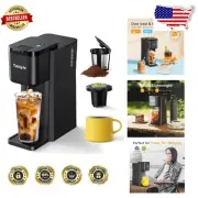 Compact Single Serve Hot and Iced Coffee Maker with Recipe Book - Classic Black