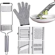 Onion Vegetable Slicer - Adjustable Stainless Steel Potato Chip French Fry Slicer - Kitchen Vegetable Choppers with Cut-Resistant Gloves for Tomato