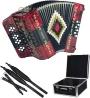 SofiaMari NSM-3412 34-Button 12 Bass Accordion GCF Red/Black/Red