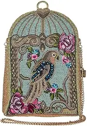[MARY FRANCES] Pretty Parrot Beaded Crossbody Handbag, Multi, Multi, Small