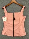 Cellabie Top Womens Medium Pink NWT Full Zip Open Bow Back Sleeveless Ladies 1