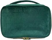 Portable Makeup Bag Large Capacity Cosmetic Brush Storage Bag Plush Travel Makeup Bag (Green)