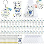 Landical 150 Pcs Graduation Gifts for Women Men Include 50 Inspirational Acrylic Keychain with Tassels Class of 2024 Appreciation Graduation Key Chains 50 Grad Cards 50 Organza Bags (Amazing Style)
