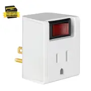 Grounded Single Outlet Power Adapter with Illuminated On/Off Rocker Switch, 3 Pr