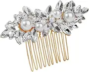 SAFIGLE Bridal Pearl Hair Comb with Rhinestones Elegant Hair Accessory for Weddings Proms and Parties Decorative Side Comb for Women and Bridesmaids Versatile Enhancer
