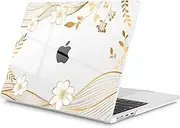 Mektron Compatible with M4 MacBook Air 15 inch Case 2025 A3241 2024 2023 M3 A3114 A2941 M2 Liquid Retina Display Touch ID, Plastic Hard Case & Keyboard Skin & Screen Protector - Waves Florals C351