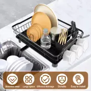 Dish Drying Rack w/ Swivel Drainage Spout Cutlery Holder Stainless Steel☈Drainer