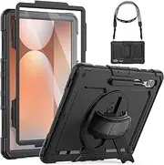 [SEYMCY] Case for Samsung Galaxy Tab S9/S8 Ultra Case 14.6 inch 2023/2022, Shockproof Case with Screen Protector, Stand/Hand Strap, Shoulder Strap for Samsung S9/S8 Ultra Tablet Case 14.6 inch, Black