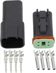 Black 10 Sets 4 Pin DJ3041Y-1.6-11/21 DT Connectors, DT04-4P/DT06-4S Automobile Waterproof Wire Electrical Connector Plug