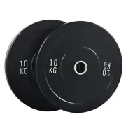 Twin 10 kg Olympic Bumper Plates for 2in Barbells Set of 2 Rubber Weight Plates
