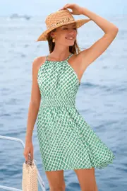 Cupshe Chasing Moments Ornate Mini Dress - Green,L