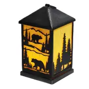 Black Bear Silhouette 12 Inch Polyresin Lantern Lamp