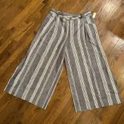 Anthropologie Plus Pants blue Linen Blend Stripe Wide Leg Split Hem sz 20 NWT