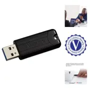 128GB Pinstripe USB 3.2 Gen 1 Flash Drive Retractable Thumb Drive - Black