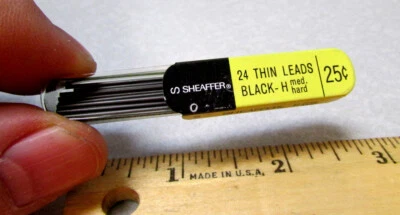 vintage NEW Sheaffer 24 Thin Leads Black pencil leads tin, plastic w/ tin cover