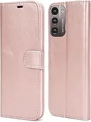 AMAZE!UK For Nokia G11 / Nokia G21 Phone Case Leather Flip Wallet Slim Book Magnetic Stand Phone Cover (Rose Gold)