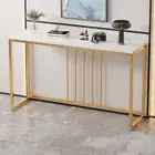 Narrow Long Console Table Marble Hallway Entryway Accent Table White/Black Top