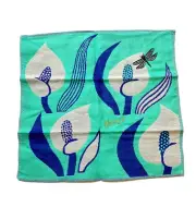 Morita MimaHome Embroidered Handkerchief~Calla Lilies/Dragonfly~10.25"x9.75"~NEW