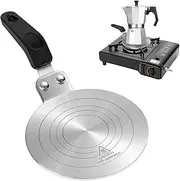 GEMMAHW Induction Hob Converter Plate 13cm, Adapter for Moka Pot, Induction Heating, Stainless Steel & Aluminium, Anti-slip & Insulated Handles
