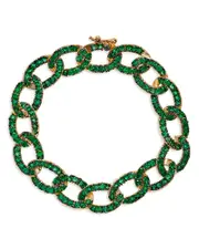 Bloomingdale's Fine Collection Emerald Pave Link Bracelet in 14K Yellow Gold