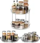 2 Tier Lazy Susan Turntable Organizer 1 Rotating Spice Rack Organization Kitchen