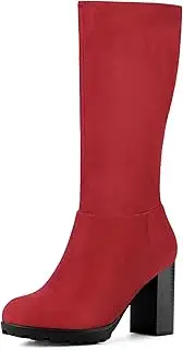 [Allegra K] Women's Mid Calf Block Heel Boots