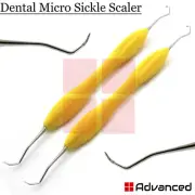 2Pcs Dental Micro Sickle Scaler Tartar Calculus Remover Yellow Silicone Handle