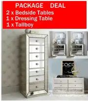 Mirrored Bedside Tables Dressing Console Table Tallboy Mirror Furniture Cabinet