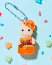 Calico Critters Sylvanian Families Keychain Baby Silk Cat Orange Dress Japan NEW