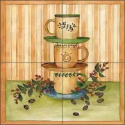 Ceramic Tile Mural Backsplash Mullen Coffee Cups Kitchen Art SM003