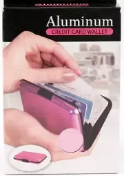 Aluminum Credit Card Wallet Pink Metallic RFID Blocking NEW