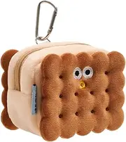 Cute Dog Poop Bag Holder, Cartoon Cookie Shaped Dog Poop Waste Bag with Lanyard, Zipper Plush Poops Pouch Dispenser, Reusable Pet Waste Dispenser, Portable Pet Pick Up Pocket for Outdoor
