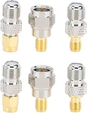 6Pcs 50 Ohms Impedance Pure Brass F Type to SMA Adapter, Strong Connectivity, for Wi Fi Radio External Antennas, RF Applications, and Coaxial Cables