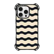 iPhone 16 Pro Bounce Case MagSafe Compatible Black And White Wavy Stripe