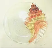 Conch Shell Art Glass plate hand painted Sea life Home decor