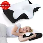 Cervical Neck Pillow Memory Foam Ergonomic Pain Relief for Sleepers Black Pillow