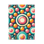 Velveteen Plush Blanket Retro Polka Dots Colorful Artwork Design