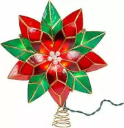 Kurt Adler 9.5-Inch UL 10-Light Red & Green Poinsettia Treetop