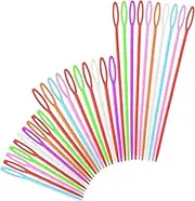 Larrel Pack of 60 Plastic Sewing Needles, Yarn Needles with Large Eye Colour Embroidery Needles Knitting Needles Plastic Needles Yarn Needles Embroidery Needle Sewing Needles for DIY, Sewing, Crafts