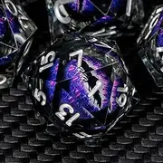 ARUOHHA DND Resin Dice Dragon Eye Dice Liquid Core Dice Set Purple Sharp Edged Dice Set with Gift Box, Dungeons and Dragons Polyhedral D&D Dice Role Playing Dice Set D20 D12 D10 D8 D6 D4