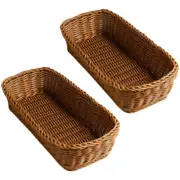 2pcs Imitation Rattan Cutlery Storage Baskets Sundries Basket Spice Bottles