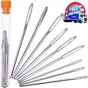 Outus Large-Eye Needles Steel Yarn Knitting Needles Sewing Needles Darning 9 Pcs