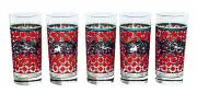 5 Noritake ROYAL HUNT Red Green Rabbit Pheasant Plaid 15 OZ Tumbler Glasses NEW