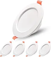 Sweier LED Recessed Lights, IP44 Downlights, Cool White 6000K 5W Round Spotlights, 480LM Cut Φ70-85mm Ultra Slim for Ceiling, Bathroom, 5 Pack
