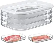 HOMIEST Deli Meat Container for Fridge, Bacon Lunch Meat Container for Refrigerator, Meal Prep Containers, Stackable Food Storage Boxes for Cold Cuts, Salami, Deli, Lunch Meat, BPA Free, 18.6oz