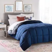 Linenspa All-Season Reversible Down Alternative Quilted Comforter - Hypoallergenic - Plush Microfiber Fill - Machine Washable - Duvet Insert or Stand-Alone Comforter, King Single, Navy/Graphite