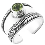 925 Sterling Silver Bali Handmade Sparkling Peridot Sterling Toe Ring