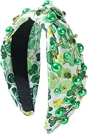 [Generic] St Patrick Headbands for Girls | Irish Holiday Headband - St. Patrick's Day Headband Green Shamrock Headband Embellished Crystal Rhinestone Headband for Irish Holiday Hair Accessory