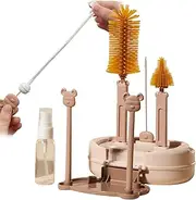 Cleaning Kit for Bottles | Set of Silicone Brushes for Travel, Washable Accessory for Drinking Bottles Glasses and Cups